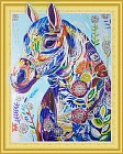 Цветочная лошадь - алмазная картина с фигурными стразами 