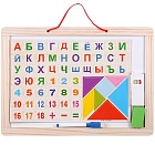 Доска для рисования Магнитно - маркерная двусторонняя 27*37см (доска, мелки, губка, магниты, маркер) DV-10805